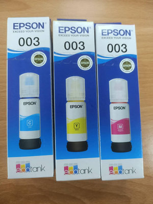 EPSON T00V100 003原廠填充墨水 紅 黃 藍 各1瓶 (全購含運650元整)加贈已拆封4色各1瓶