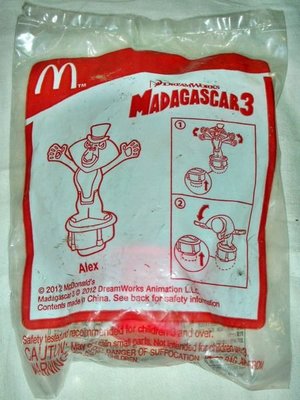 aaS1.(企業寶寶公仔娃娃)全新未拆封2012年麥當勞發行馬達加斯加3-歐洲大圍捕愛力獅公仔