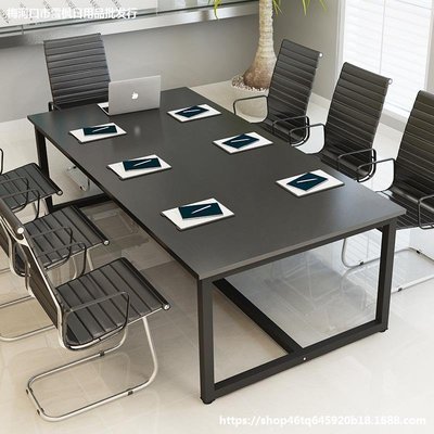 小型簡易黑色會議桌長桌長方形簡約現代4人6人-10人2米大辦公桌子