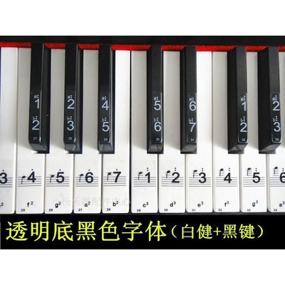 [聚優]透明電子琴鋼琴鍵盤貼 透明彩色貼紙 五線譜鍵位貼 54鍵61鍵88鍵