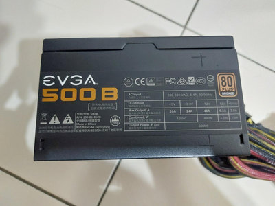 新達3C EVGA 艾維克 500W 電源供應器 80 Plus 銅牌認證 單路 12 V 輸出, 支援顯卡雙 PCI-E 售價=400元