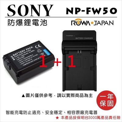 【數位小熊】ROWA FOR SONY NP-FW50 電池*1+壁充*1 A55 NEX-3N A6000 A6300