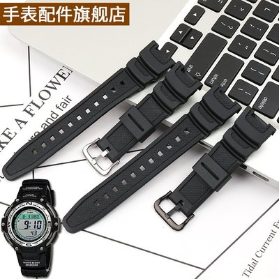 防水樹脂手錶帶橡膠男女配件適合casio卡西歐SGW-100防水錶鍊針扣