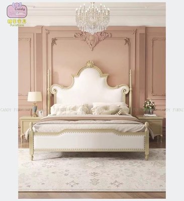 ［糖果家具］小美式雙人床 輕奢床 實木床 5尺床 床頭櫃
