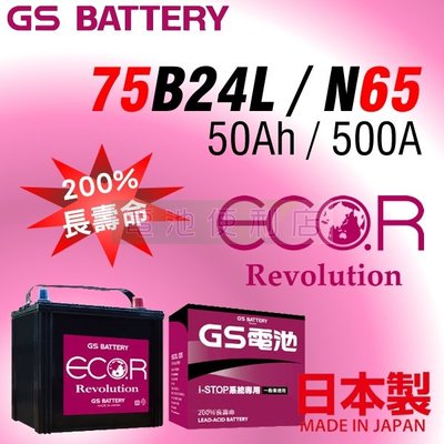 [電池便利店]日本原裝進口 GS ECO.R Rev 75B24L N-65 充電制御 怠速熄火 電池