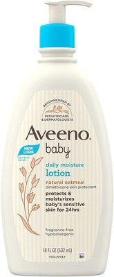【雷恩的美國小舖】Aveeno天然燕麥寶寶每日保濕24小時乳液-無香-家庭號18oz(532ml)