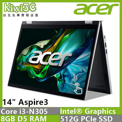 [預購] ACER A3SP14-31PT-3076 銀 Ci3-N305/14" 光華自取 奇異果3C