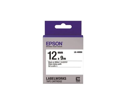 小菱資訊站《EPSON》LK-4WBN C53S654401標籤帶(一般12mm )白黑 *5件
