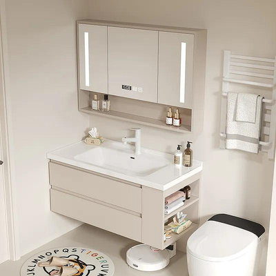 陶瓷一體盆浴室櫃組合馬桶側邊櫃衛生間洗漱臺洗手盆洗臉盆櫃組合