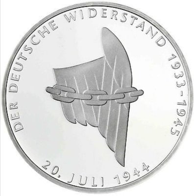 現貨熱銷-【紀念幣】德國銀幣聯邦德國1994年10馬克銀質紀念幣(戰后德國解放50周年)