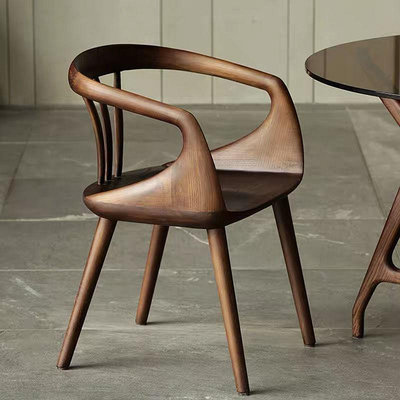 全實木圈椅茶椅北歐設計師餐椅椅子現代簡約靠背椅家用書房椅子