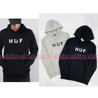 glitter。Huf Essentials OG logo Pullover 經典款 刷毛 帽T 連帽 衛衣 現貨