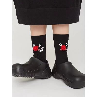 潮襪襪子 22ss秋冬新款可愛少女立體紅鼻子搞怪小丑女襪時尚潮流日系中筒襪BX005