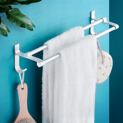 免打孔毛巾架子太空鋁掛桿壁掛浴室廁所衛生間晾毛巾桿浴巾置物架