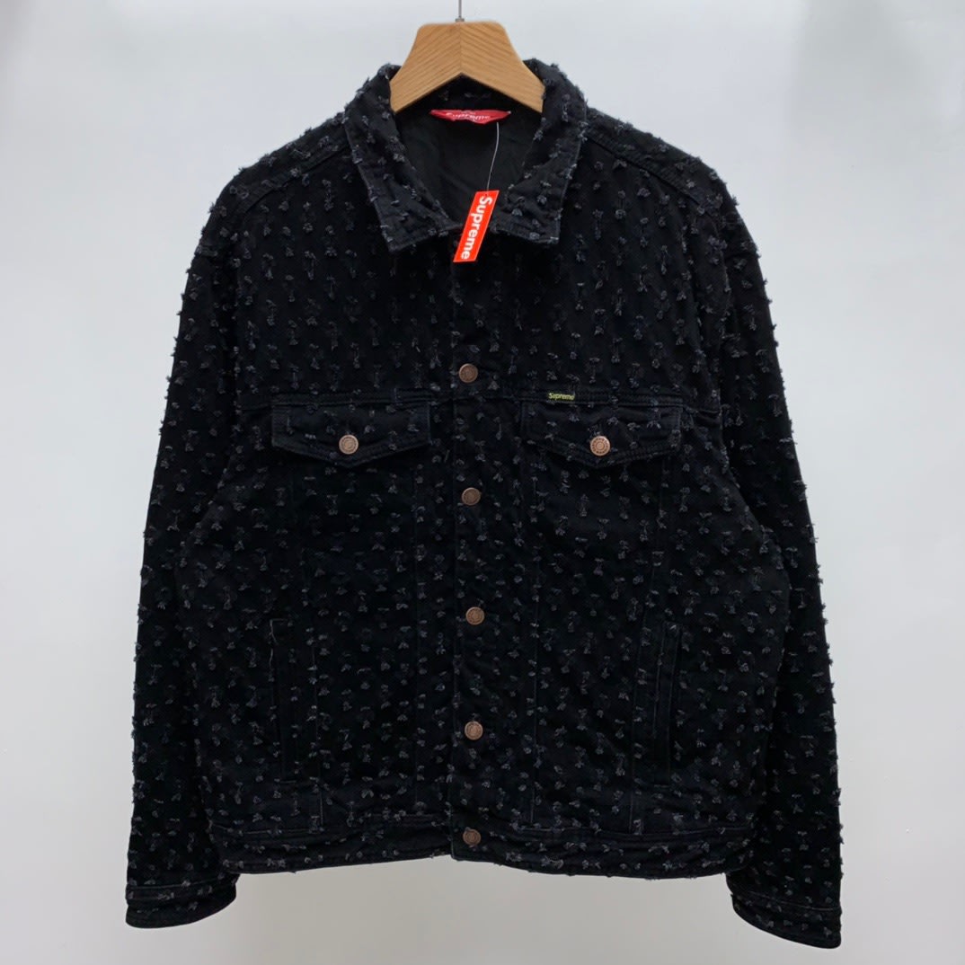 Supreme Hole Punch Denim Trucker Jacket Black | Yahoo奇摩拍賣