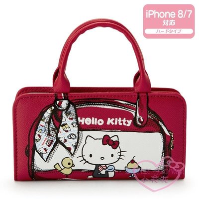 ♥小花花日本精品♥Hello kitty凱蒂貓紅色-RETOUCH款手機殼手機套iPhone8/7專用款00142403