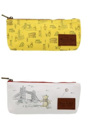 日本進口 迪士尼 維尼 Pooh winnie 小熊維尼 鉛筆盒 筆袋 黃色 白色 收納袋 現貨