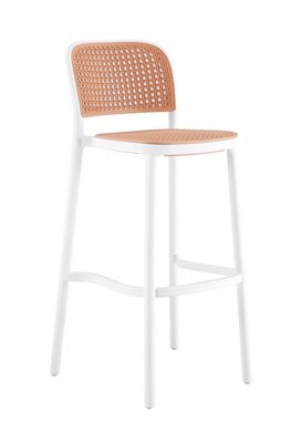 【生活家傢俱】JF-484-8：白色塑膠吧台椅【台中家具】塑膠藤吧台椅 高腳椅 餐椅 PP餐椅 白色吧台椅 北歐風吧台椅