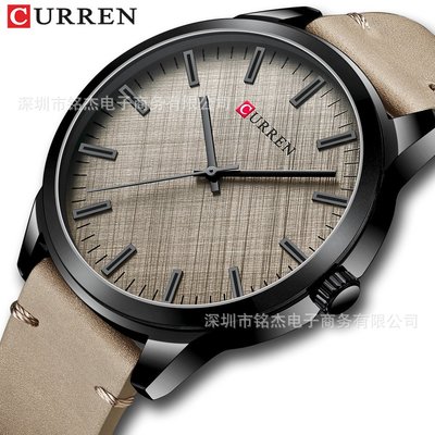 男士手錶 CURREN卡瑞恩8386跨境男士防水簡約皮帶手錶男士商務石英腕錶男錶