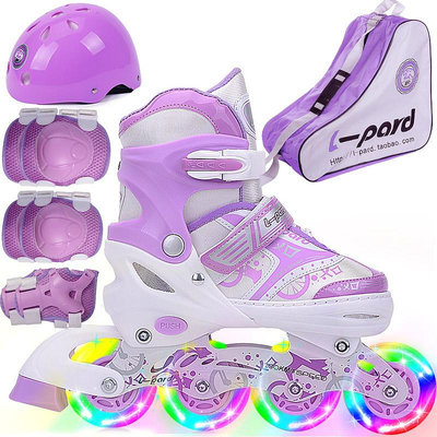 捷豹2024新款溜冰鞋女童兒童男旱冰鞋全套裝初學者可調專業輪滑鞋-西瓜鈣奶