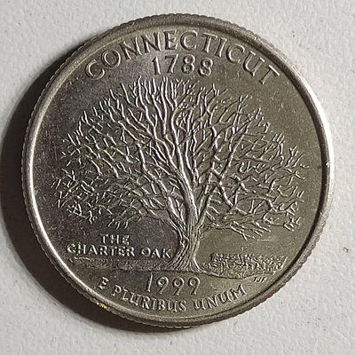 美國1999年25美分康涅狄格州州幣紀念幣硬幣外國錢幣公園幣22822