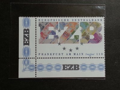 (C4269-1)德國1998年法蘭克福歐洲中央銀行建行(帶邊紙)郵票 1全