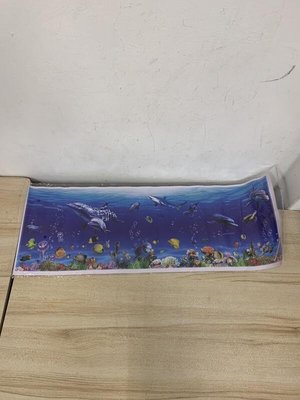 壁畫3D立體壁紙海底世界海洋魚兒童房電視客廳背景牆紙(70*25/777-13470)
