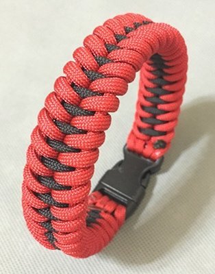 『Paracord mix』 龍齒 傘繩手環 塑膠插扣款 外紅內黑