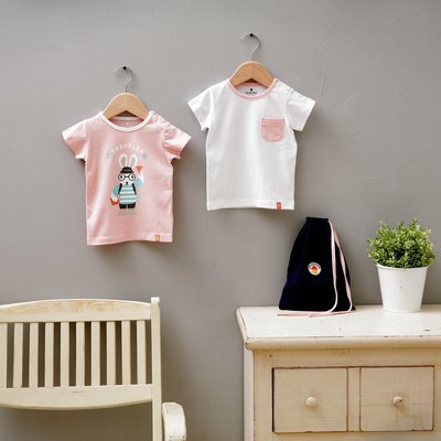*Dou Dou House Collection*獨家設計款:小兔子寶寶純棉T恤兩件組+贈小袋子(現貨)