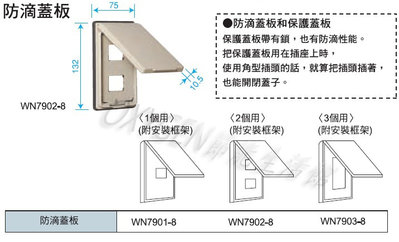 【Panasonic】WN7901-8 防雨蓋板 防水蓋板 防滴蓋板 直式 空殼 WN79 系列 防塵 防水 戶外