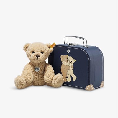 STEIFF 德國 金耳釦 泰迪熊 經典泰迪熊 Ben Teddy Bear soft toy and suitcase 24cm 英國代購