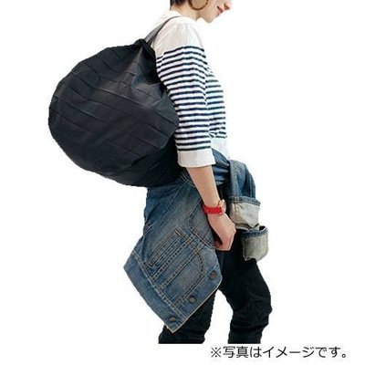 日本 Shupatto簡約風格超大容量折疊式萬用包/購物袋 黑色M號 現貨供應