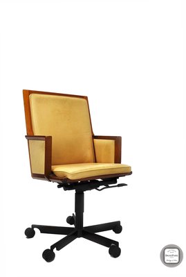 【BRASS PARK 銅公園】 歐洲復古皮革單椅 (輪款)   二手 老件 古董 工作椅 辦公椅 休閒椅 主人椅 餐椅