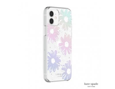 【月牙城】 Kate Spade  Iridescent 彩虹雛菊+白色鑲鑽保護殼 iPhone 12/12 Pro 6