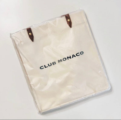 Club Monaco皮革帆布袋(全新未使用，約31*36CM)