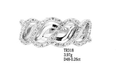 俐格鑽石珠寶批發 18K白金 鑽石戒指 線戒 婚戒指鑽戒台女戒 款號TR318 特價21,600 另售GIA鑽石裸鑽