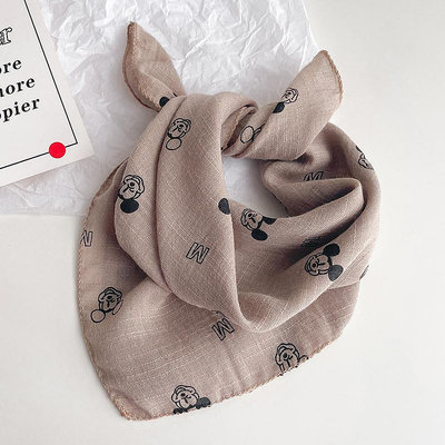絲巾 圍巾 包包裝飾 配飾可愛米奇棉麻兒童圍巾
