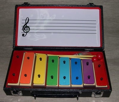 【華邑樂器53004】高級奧福彩色8音音磚 (附五線譜板、音符荳荳 彩虹排列 台製 非鐵琴)