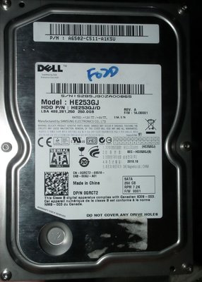 Dell SATA 7.2K硬碟250G 3.5吋 7200轉 250GB 0GRCT2 SAMSUNG HE253GJ