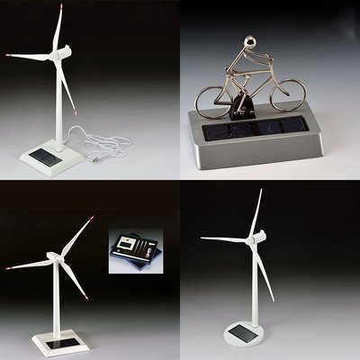 熱賣 定制金屬風力發機模型太陽能驅動風車筆筒擺件風公司禮品印字