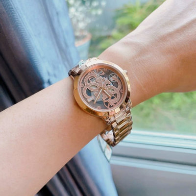 GUESS Quattro Clear 透視鏤空錶盤 玫瑰金色不鏽鋼錶帶 石英 女士手錶 GW0300L3