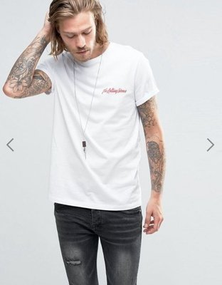 [ASOS T-Shirt With The Rolling Stones Print And Roll Sleeve]