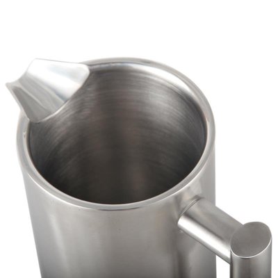 亞馬遜熱款雙層不銹鋼咖啡壺 磨砂原色法壓壺沖茶器咖啡器具