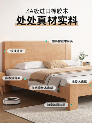 實木床代簡約1米8家用雙人床15米床經濟型房用12單人床架 無鑒賞期 自行安裝