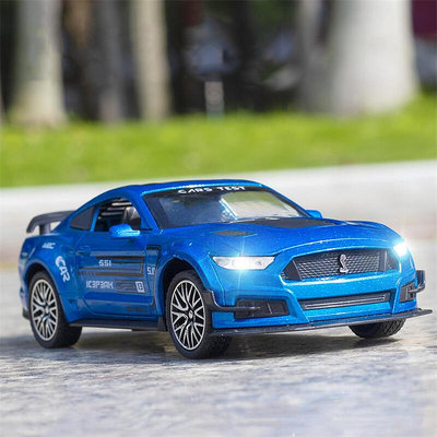 福特野馬GT500模型合金汽車擺件仿真跑車開門聲光回力玩具車男孩
