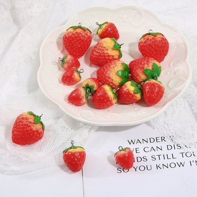 仿真水果小草莓飾品配件 手工diy制作耳環項鏈吊飾自制發繩材料包