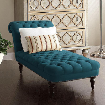 歐式古典貴妃椅美式棉麻布藝拉扣貴妃榻法式客廳臥室懶人沙發躺椅