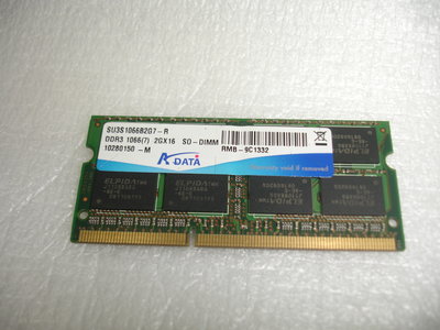 【電腦零件補給站】威剛 ADATA DDR3-1066 2G 2Gx16 SO-DIMM 筆電記憶體