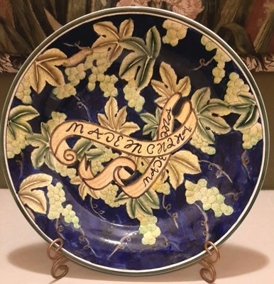 【波賽頓-歐洲古董拍賣】歐洲/西洋古董 意大利托斯卡尼 大型葡萄藤手工彩繪陶瓷盤(有落款數量40/72)