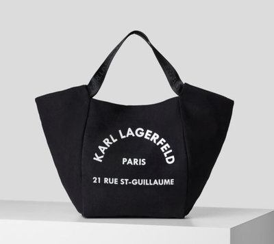 KARL LAGERFELD Paris 卡爾 拉格斐 老佛爺 黑色帆布包 托特包 手提包 手提袋 購物袋 肩背包 大包 特價有期限 免運